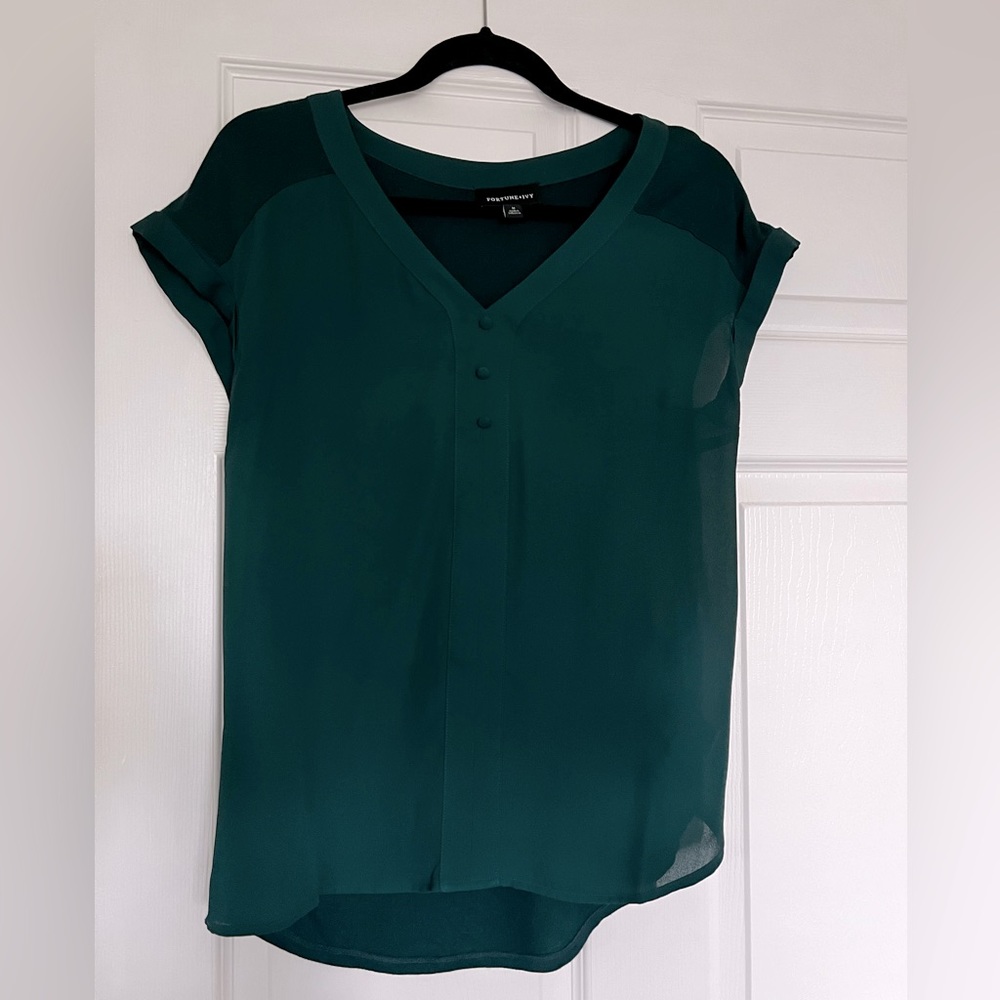 Fortune & Ivy Helina mixed material blouse